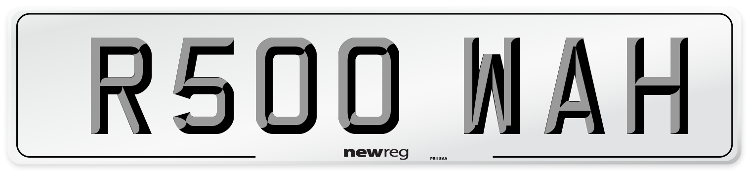 R500 WAH Number Plate from New Reg